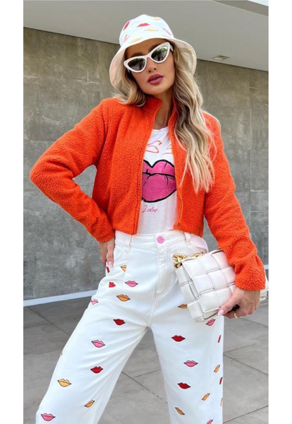 Embroidered White Denim Pants