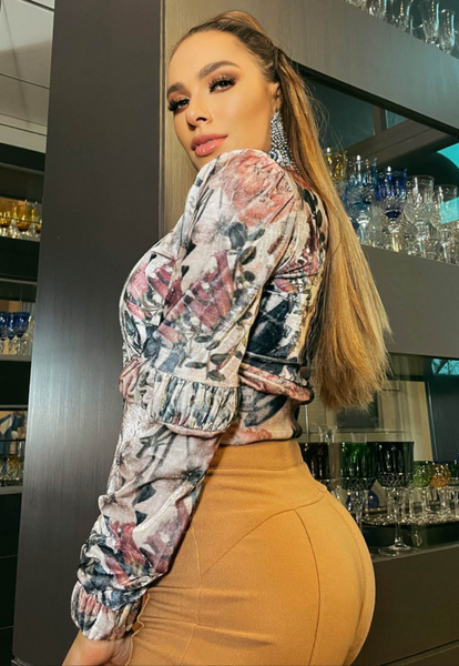 Jaqueta bomber de veludo estampada