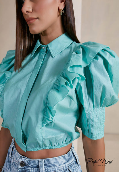 Green Cropped Shirt