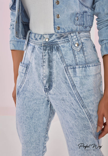 Blue Jeans with Belt Loops & Button