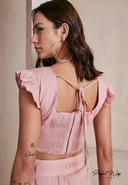 Rose Cropped Top & Shorts Set