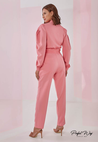 Pink Cropped Shirt & Pants Set