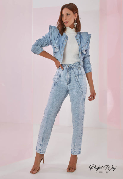 Blue Vintage Cropped Denim Jacket