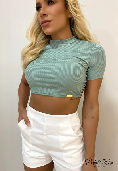 Green Tie-Back Cropped Top
