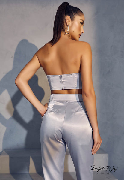 Gray Boned Cropped Top