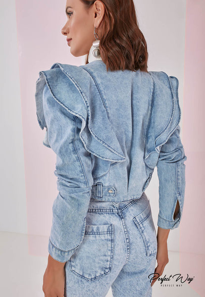 Blue Vintage Cropped Denim Jacket