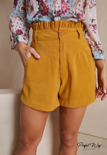 Mustard Paperbag Shorts