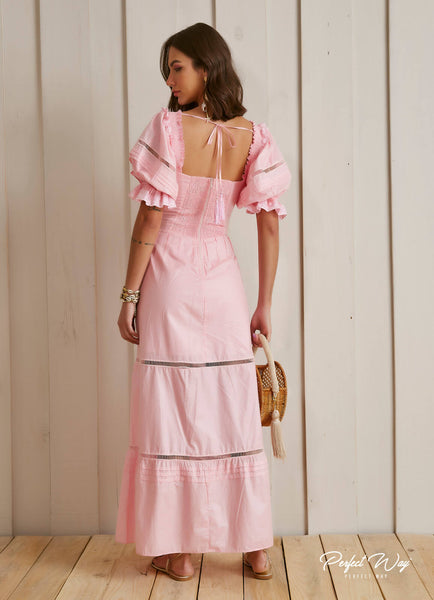 Pink Long Button Dress