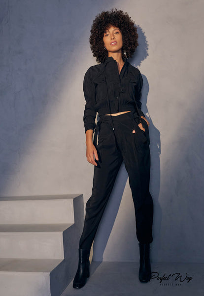 Black Pants with Wrap Waistband