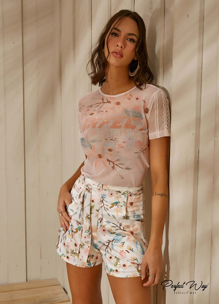 Pink Tulle Print T-Shirt