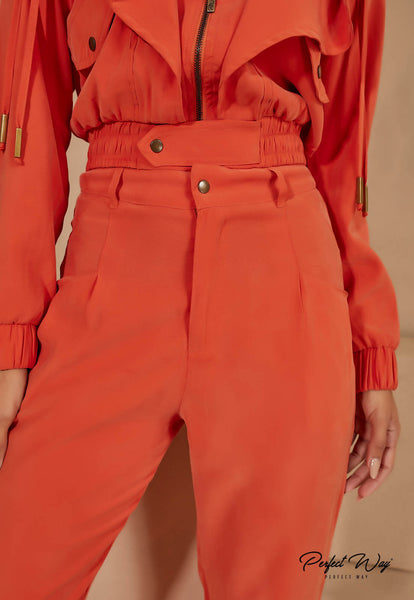 Orange Relaxed Tailored Pants