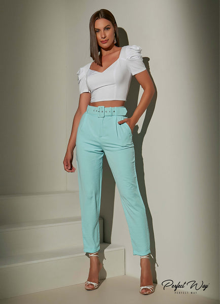 White Puff Sleeve Cropped Top