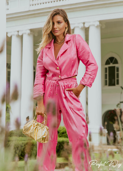 Pink Mini Blazer & Tailored Pants Set