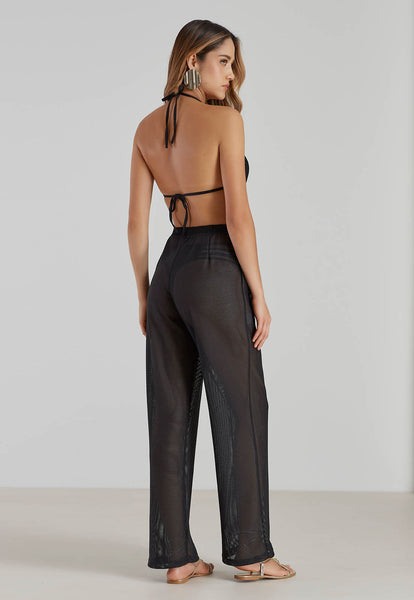 Black Mesh Beach Cover-Up