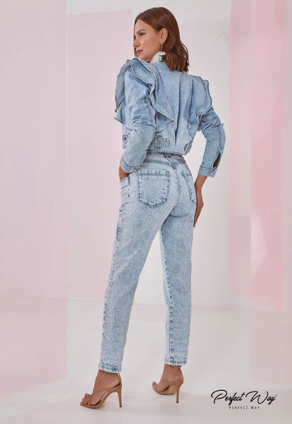 Blue Jeans with Belt Loops & Button
