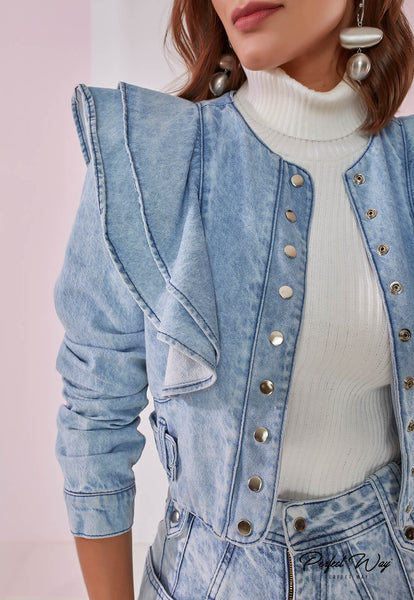 Blue Vintage Cropped Denim Jacket