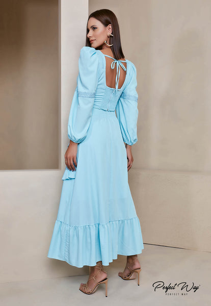 Blue Cropped Top & Midi Skirt Set