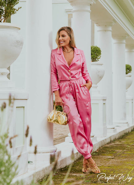 Pink Mini Blazer & Tailored Pants Set