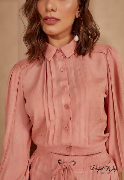 Rose Cropped Shirt Top & Pants Set