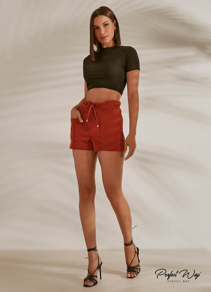 Black Tie-Back Cropped Top