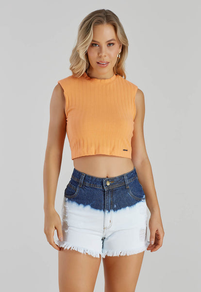 Blue & White Gradient Denim Shorts