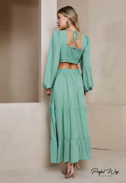 Green Viscose Midi Dress