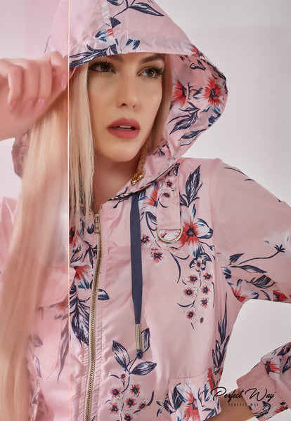 Pink & Blue Printed Blouse & Shorts Set with Details