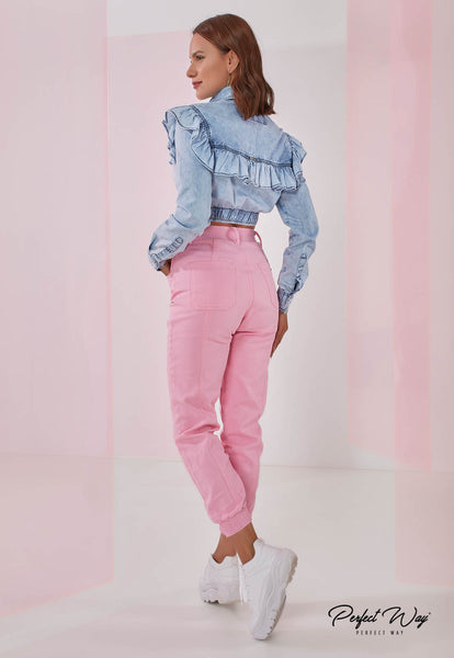 Blue Cropped Denim Shirt