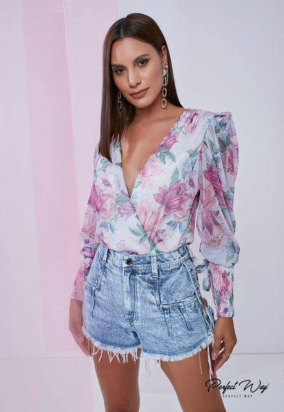Off-White & Pink Print Bodysuit