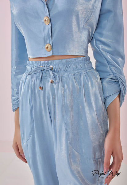 Blue Mini Blazer & Tailored Pants Set