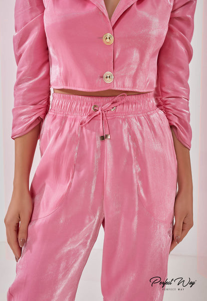 Pink Mini Blazer & Tailored Pants Set