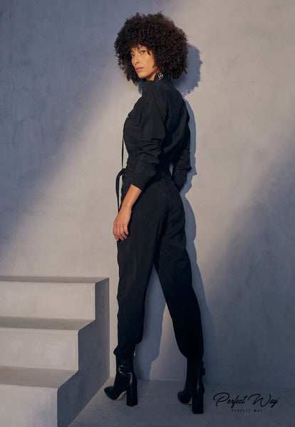 Black Pants with Wrap Waistband