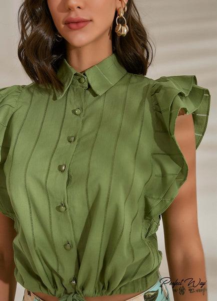 Green Drawstring Hem Shirt
