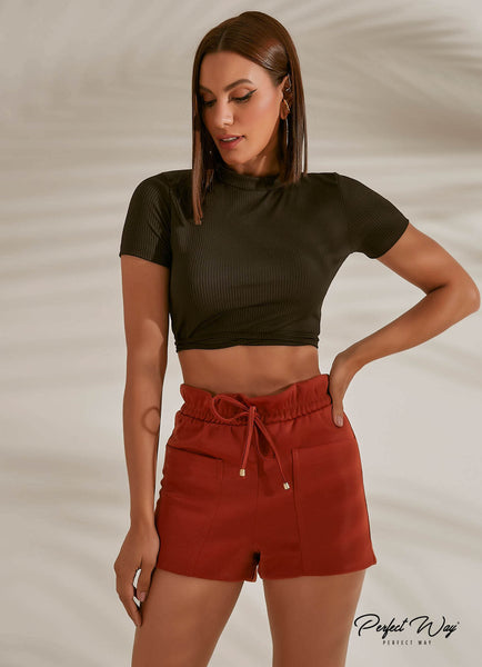 Black Tie-Back Cropped Top