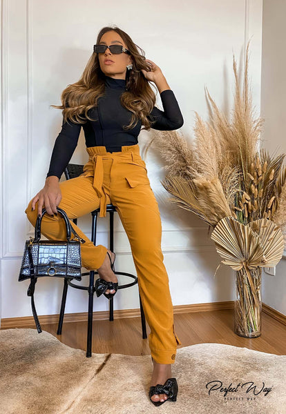 Black Fitted Turtleneck Blouse
