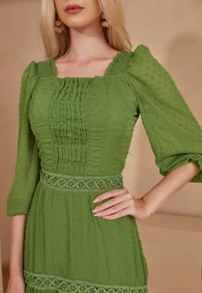 Green Guipure Lace Maxi Dress