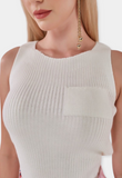 White Ribbed Knit Tank Top
