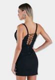 Embroidered Black Lace Dress