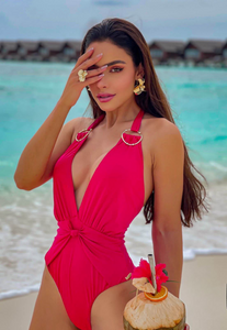 Pink Ruched Swimsuit
