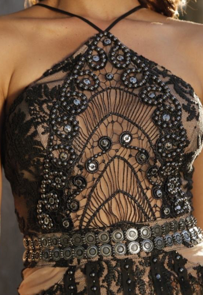 Embroidered Lace Halter Dress