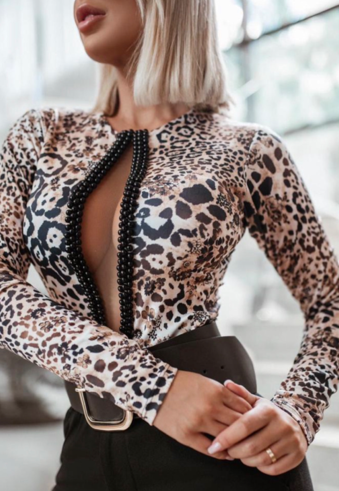 Cut-Out Embroidered Bodysuit