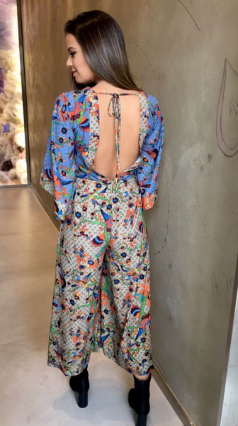 Sweet Birds print Casual Jumpsuit