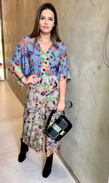 Sweet Birds print Casual Jumpsuit