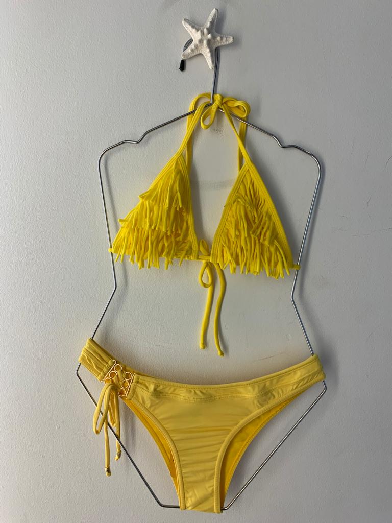 Yellow bright sun with fringe top Bikini