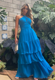 Ruffled Royal Blue Maxi Dress